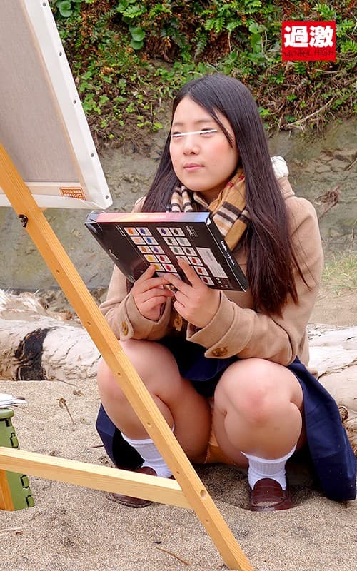 海辺で処女を奪われ出血中出しされた美術部J○ サンプル画像 2