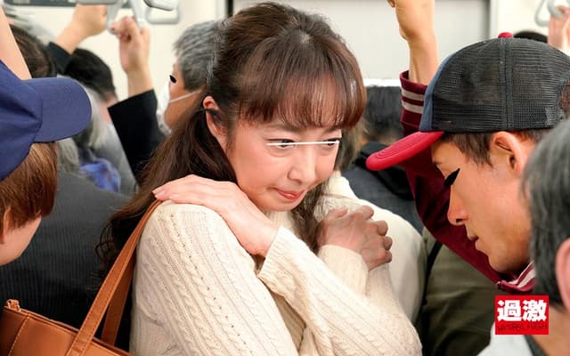 満員電車で親戚のエロガキに両乳首を責められ発情お漏らししてしまう叔母 サンプル画像 15