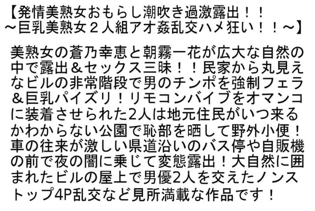 【お得セット】屋外露出おもらし潮吹き熟女・都内出没露出ナマハメSEX強●生中出し！！・発情美熟女おもらし潮吹き過激露出！！ サンプル画像 6